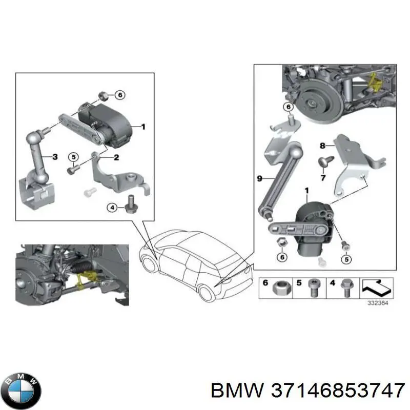 Czujnik położenia pojazdu przedni BMW 37146853747 cena, od 31,66 USD