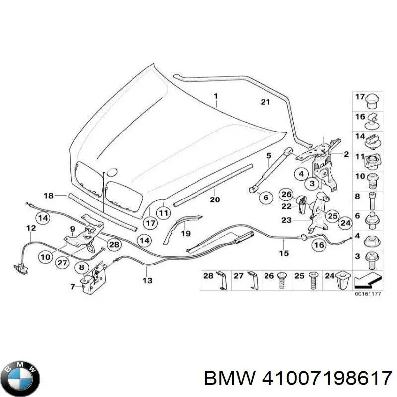 Zawias maski lewy do BMW X6 (E71)