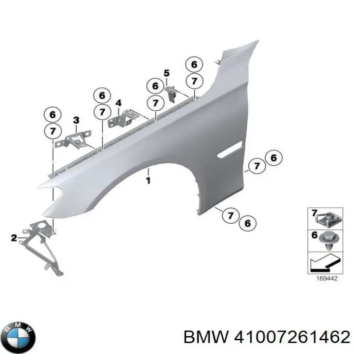 Błotnik przedni prawy do BMW 7 (F01, F02, F03, F04)