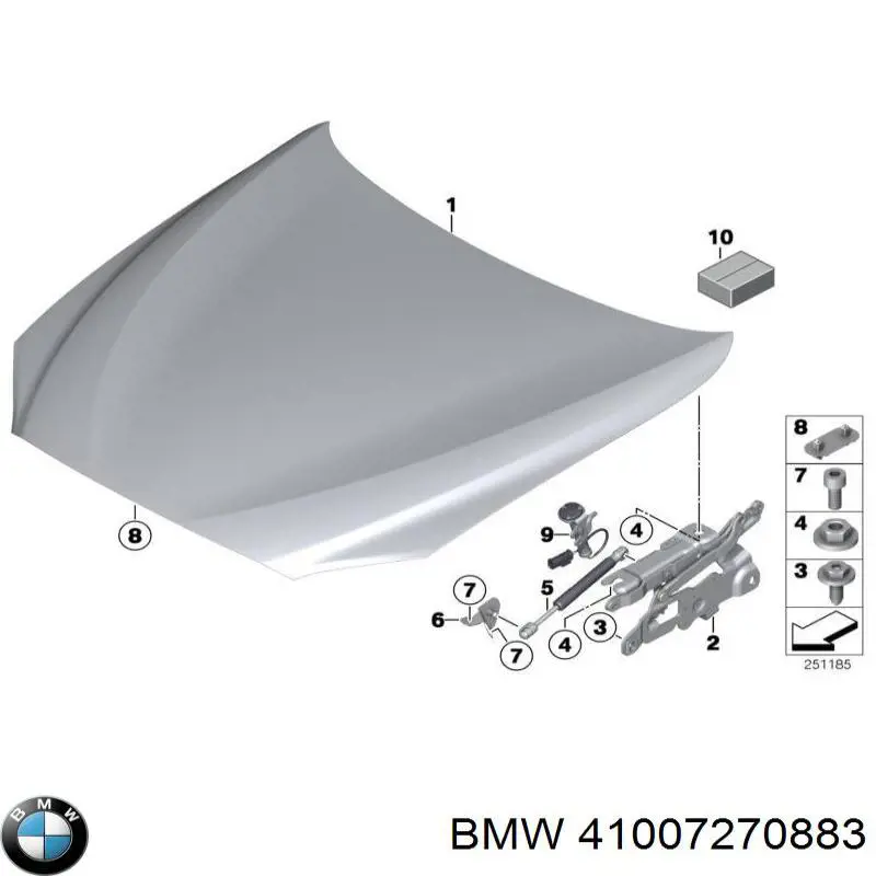 Zawias maski lewy do BMW 5 (F10)