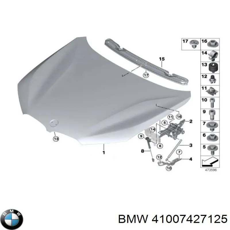 41007427125 BMW Zawias maski lewy