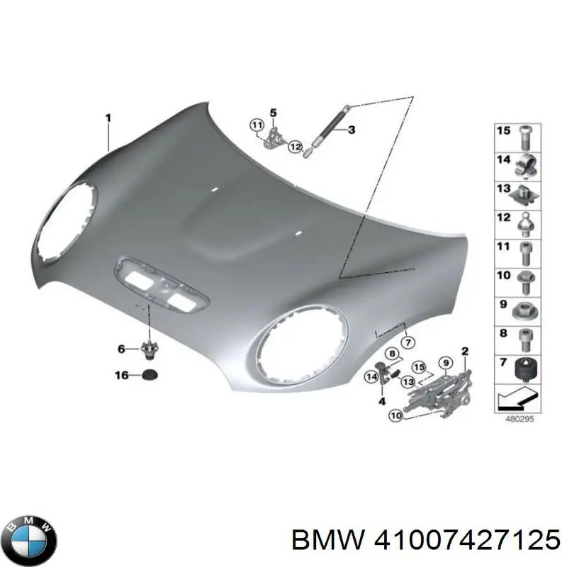 Zawias maski lewy BMW 41007427125 cena, od 80,00 USD