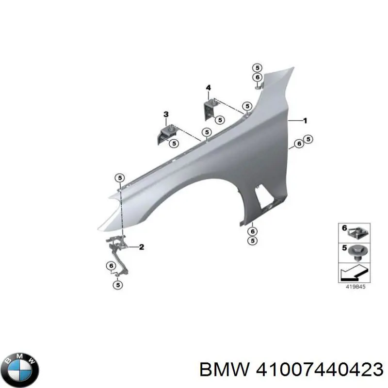 41007440423 BMW Wspornik do mocowania błotnika przedniego lewy przedni