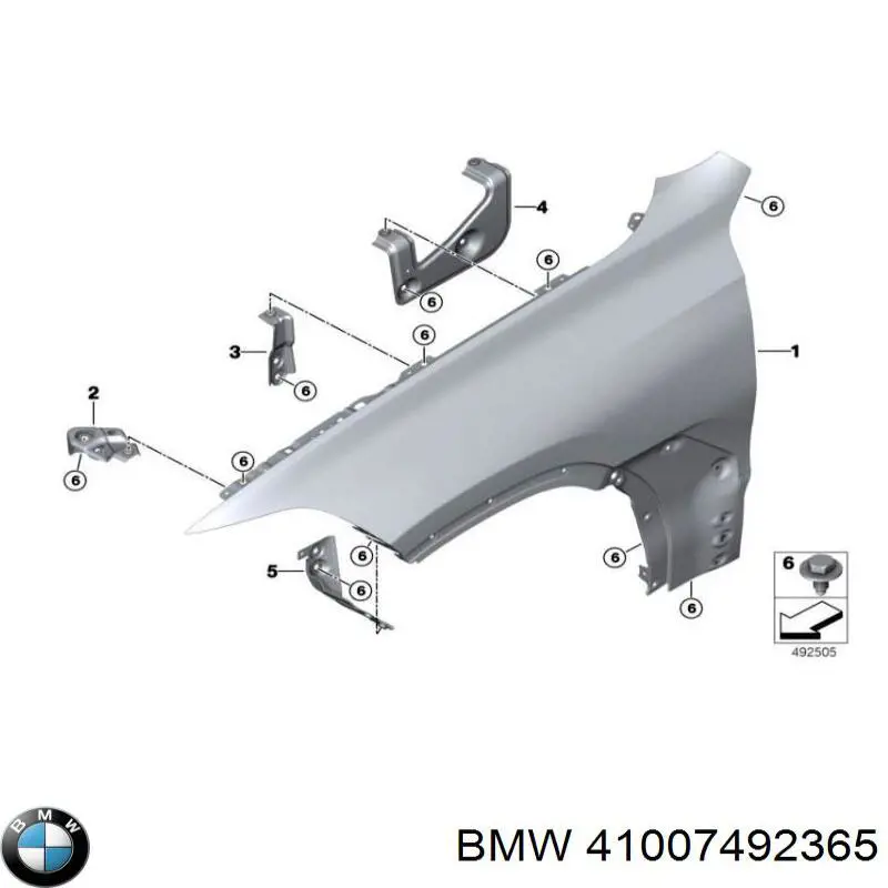 41007492365 BMW Wspornik górny do mocowania błotnika przedniego lewego