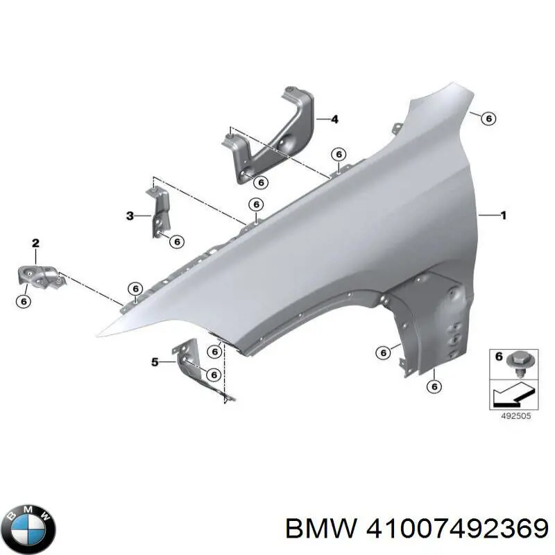 41007492369 BMW Wspornik górny do mocowania błotnika przedniego lewego