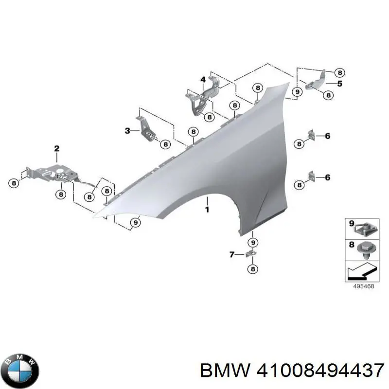 Wspornik do mocowania błotnika przedniego lewy przedni BMW 41008494437 cena, od 27,46 USD