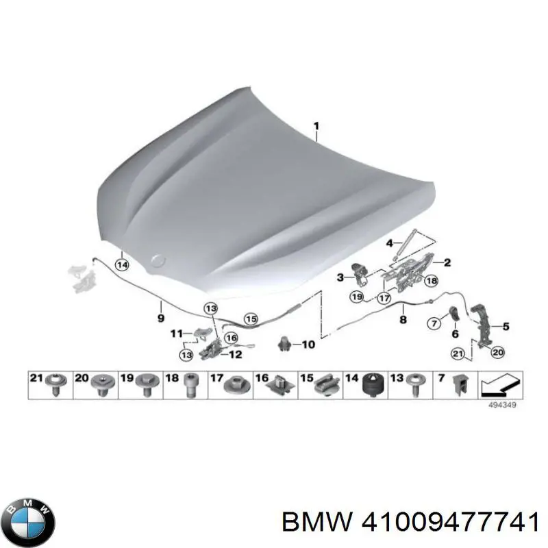 41009477741 BMW Zawias maski lewy