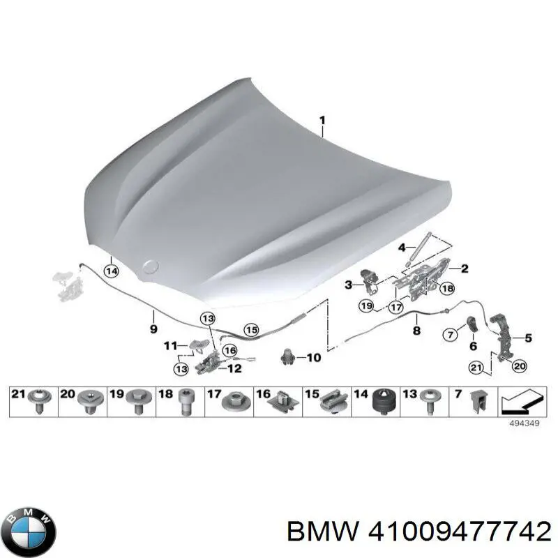 41009477742 BMW Zawias maski prawy