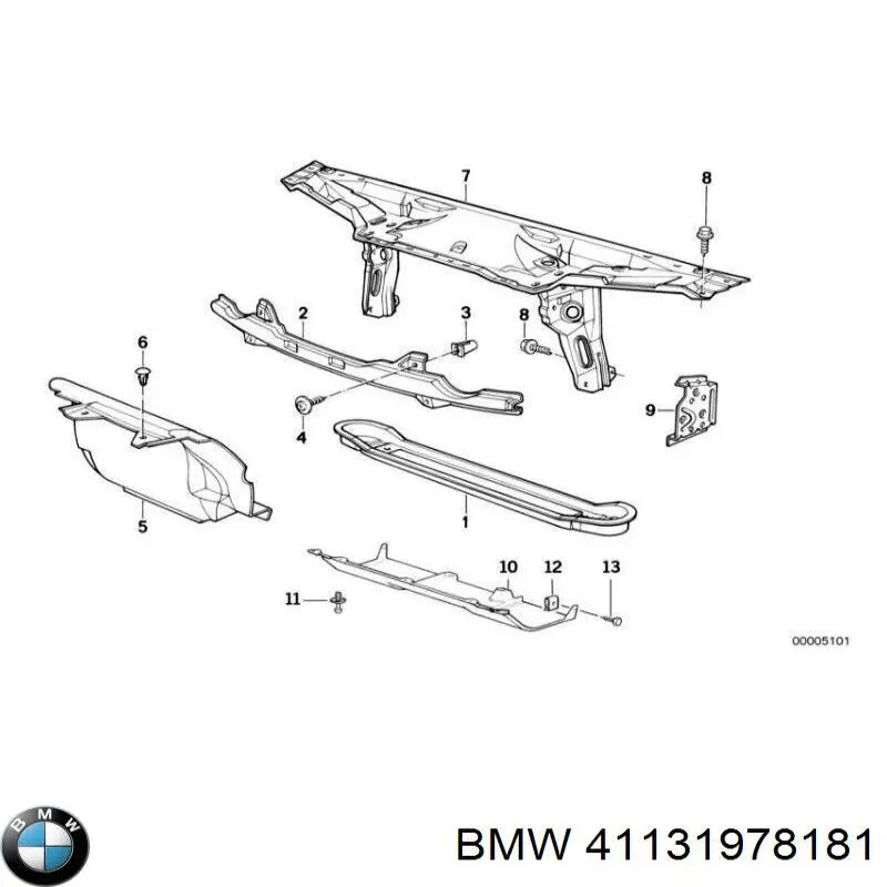 Osłona chłodnicy kompletna (panel mocowania reflektorów) BMW 5 kombi (E34) (1991 - 1997) cena, od 42,41 USD