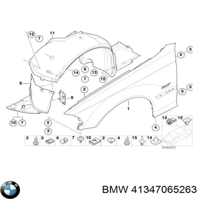 Do koszyka 41347065263 BMW Błotnik przedni lewy