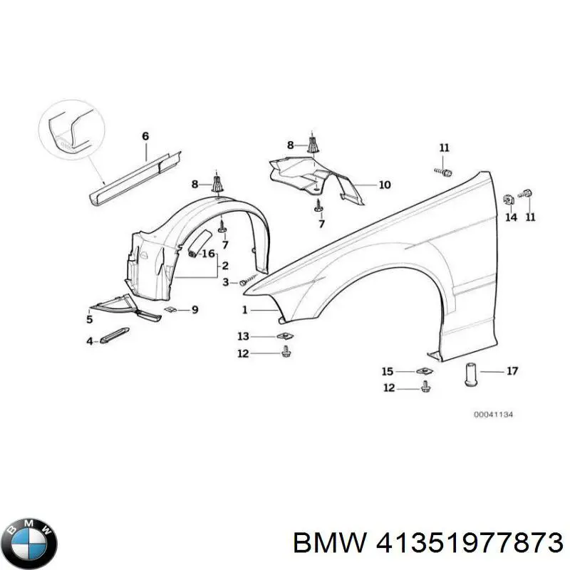 Błotnik przedni lewy BMW 41351977873 cena, od 85,11 USD