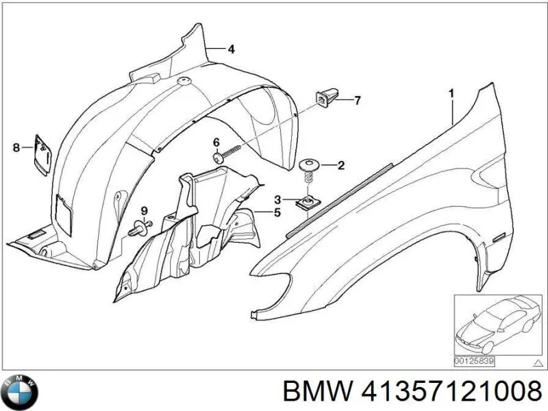 41357121008 BMW Błotnik przedni prawy