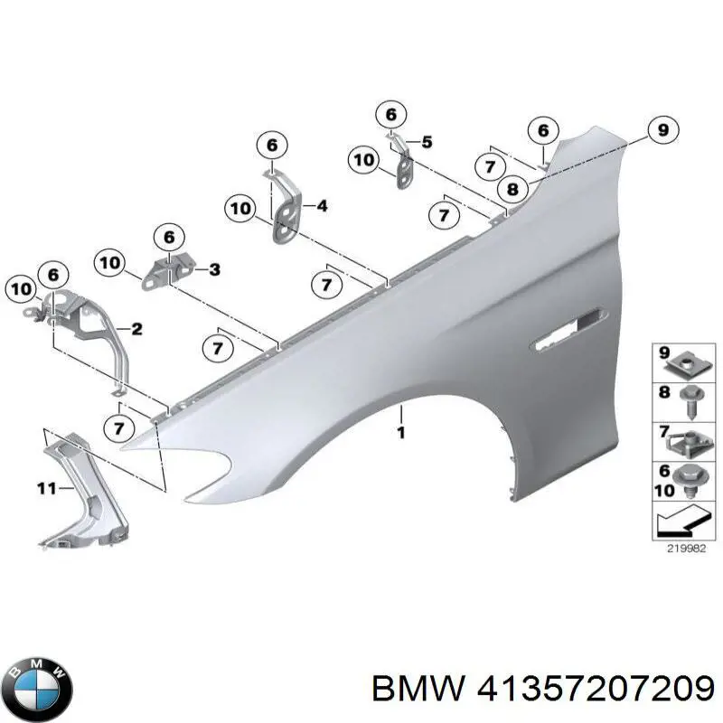 Wspornik górny do mocowania błotnika przedniego lewego do BMW 5 (F10)