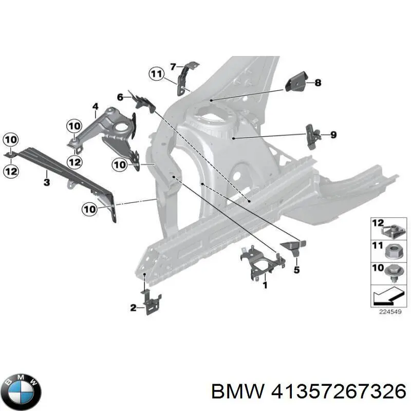 Wspornik do mocowania błotnika przedniego prawy przedni do BMW X3 (F25)