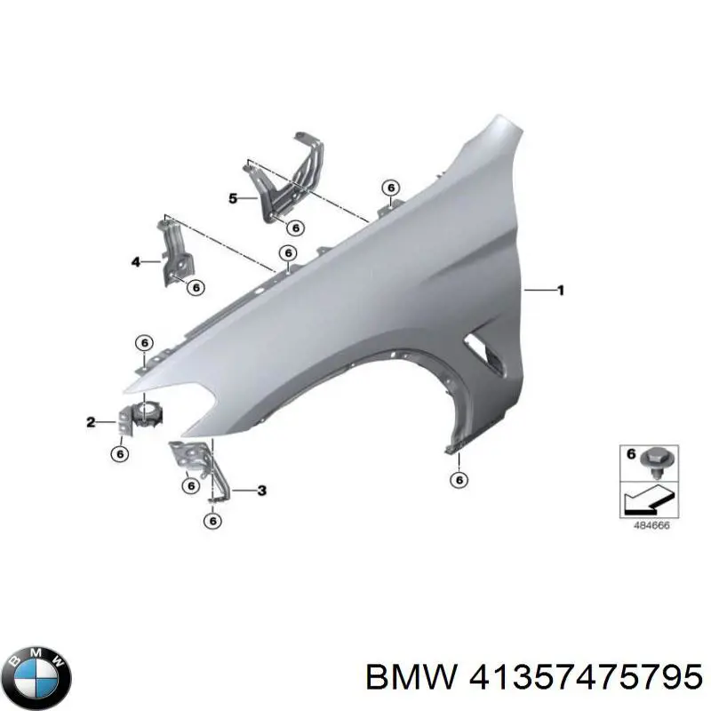 41357475795 BMW Wspornik do mocowania błotnika przedniego lewy przedni