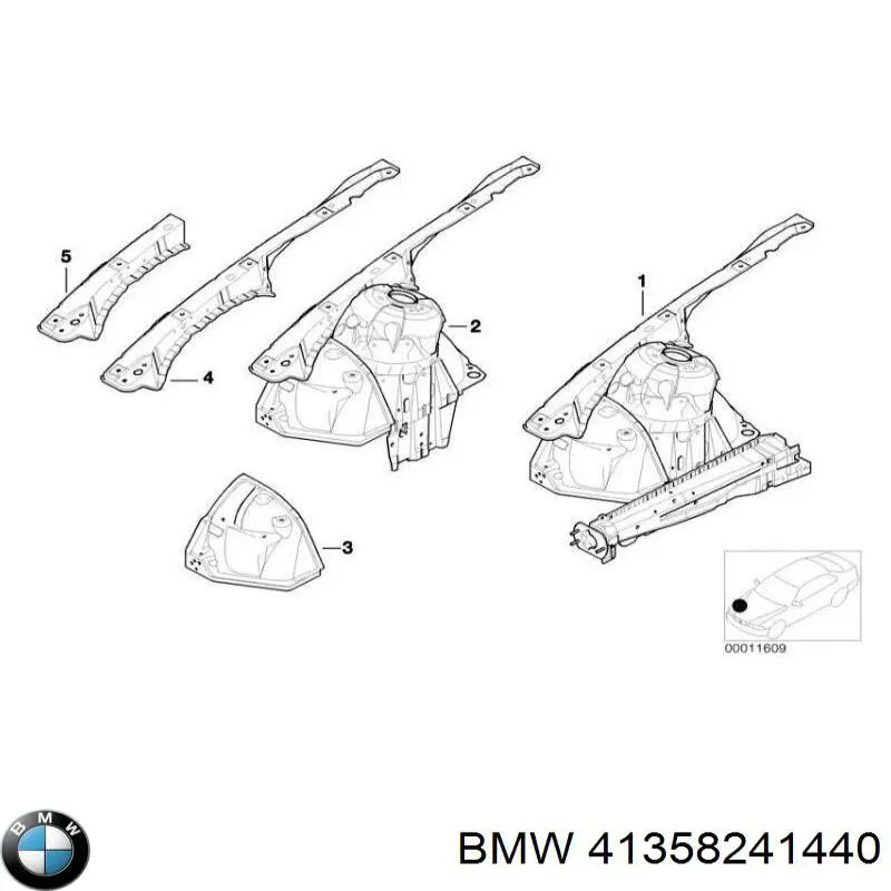 Do koszyka 41358241440 BMW Błotnik przedni prawy