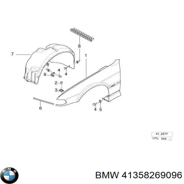 Do koszyka Błotnik przedni prawy BMW 7  E38