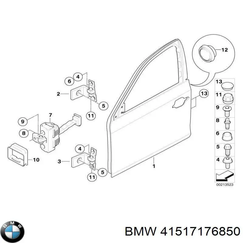 Zawias drzwi przednich prawych do BMW X6 (E71)