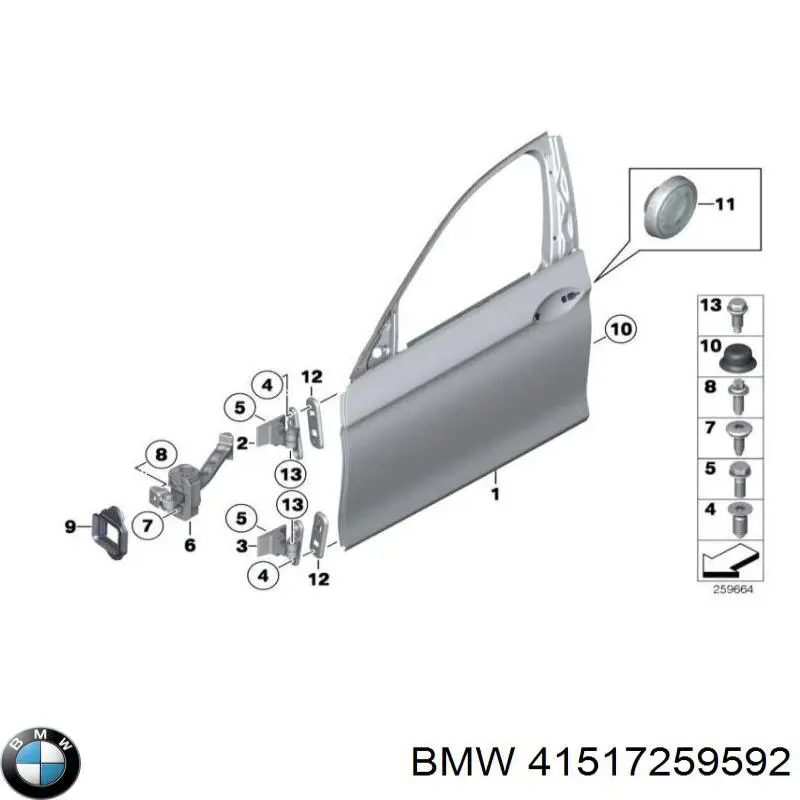 41517259592 BMW zawias drzwi przednich prawych