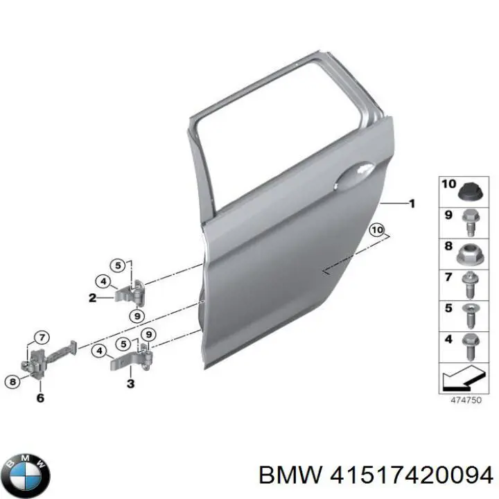 Zawias drzwi przednich prawych BMW 41517420094 cena, od 39,21 USD