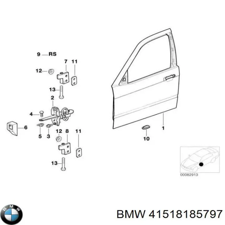 Drzwi przednie lewe BMW 3 sedana (E36) (1990 - 1998) cena, od 41,92 USD