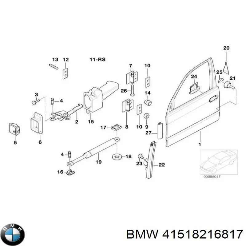 Do koszyka 41518216817 BMW Drzwi przednie lewe