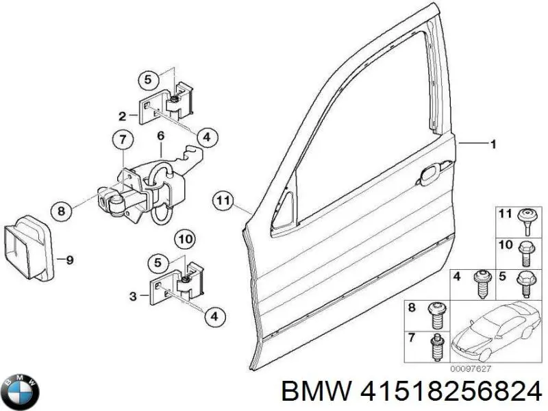 Drzwi przednie prawe BMW 41518256824 cena, od 206,01 USD