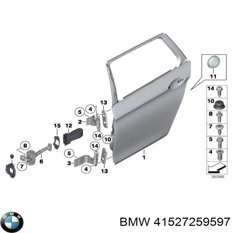 Zawias drzwi tylnych lewych do BMW 5 (F10)