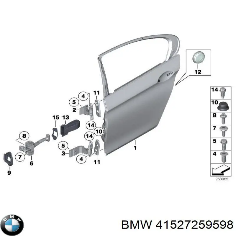 Zawias drzwi tylnych prawych do BMW 5 (F10)