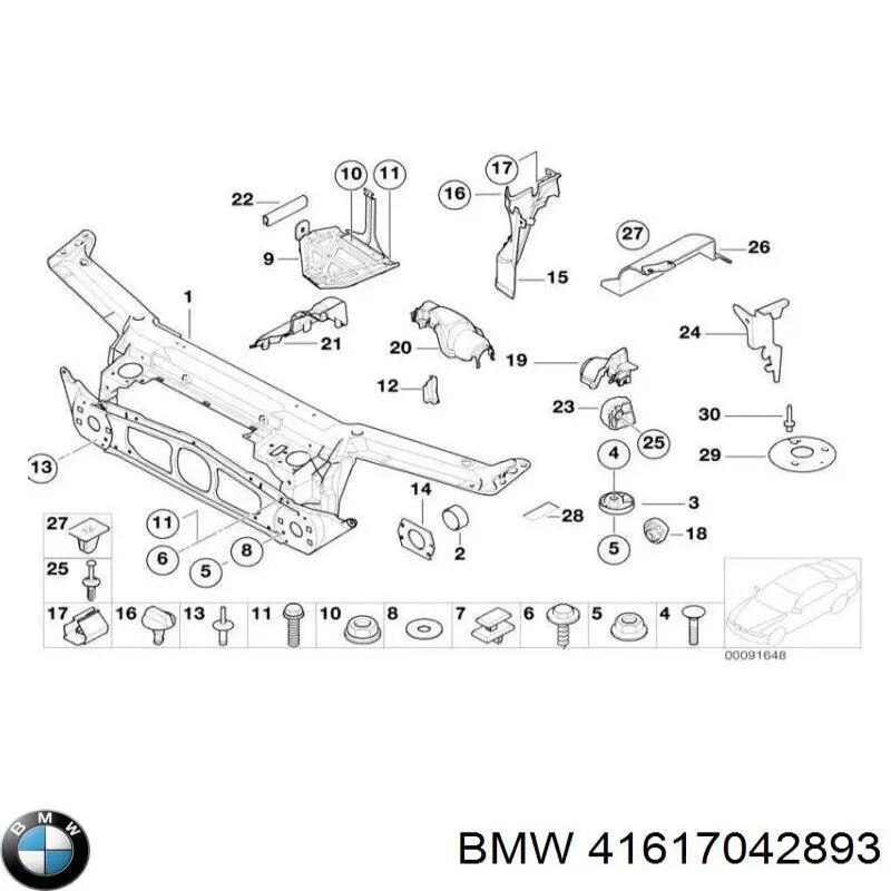 Do koszyka 41617042893 BMW Maska silnika