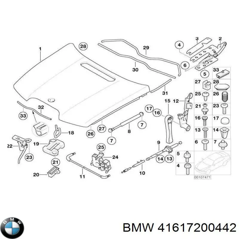 41617200442 BMW maska silnika