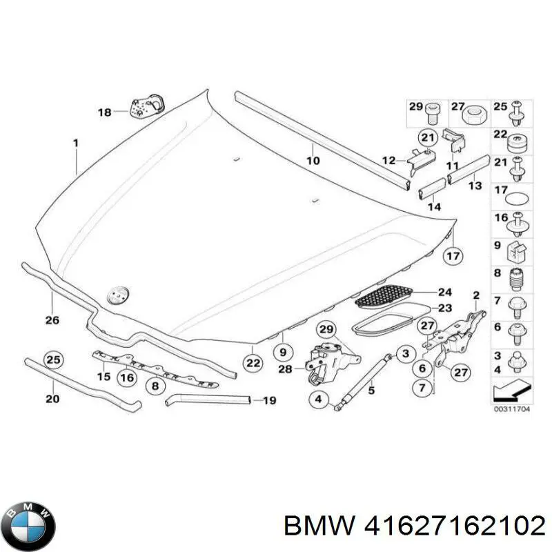 Do koszyka 41627162102 BMW Maska silnika