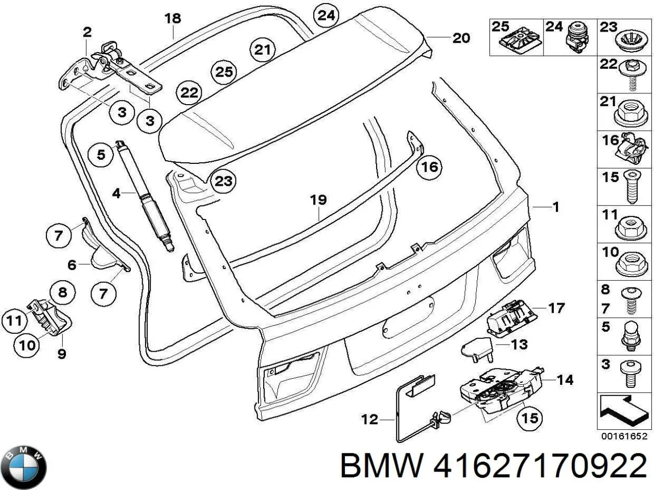 Zawias drzwi tylnych (bagażnika 3/5) do BMW X5 (E70)