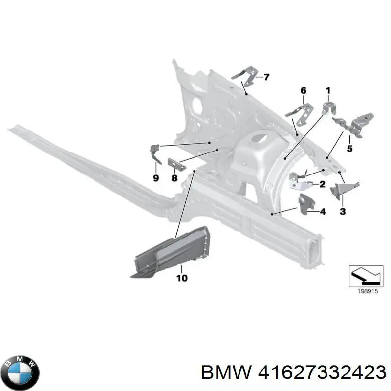 Błotnik przedni lewy BMW 41627332423 cena, od 91,18 USD