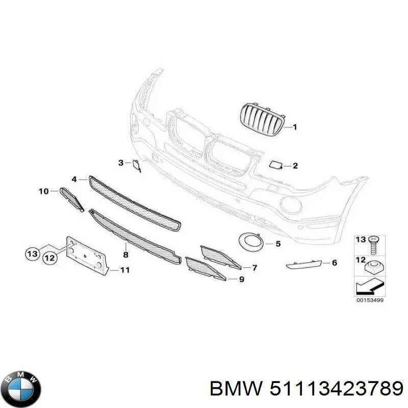 Obrzeże lampy przeciwmgielnej lewej BMW 51113423789 cena, od 38,07 USD