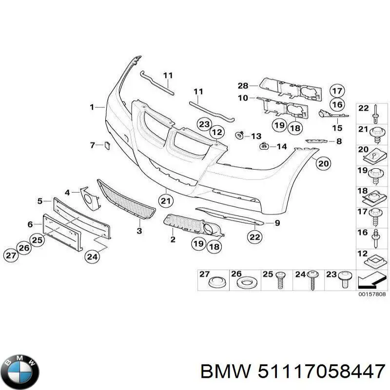 Wspornik do mocowania błotnika przedniego lewy przedni do BMW 3 (E90)