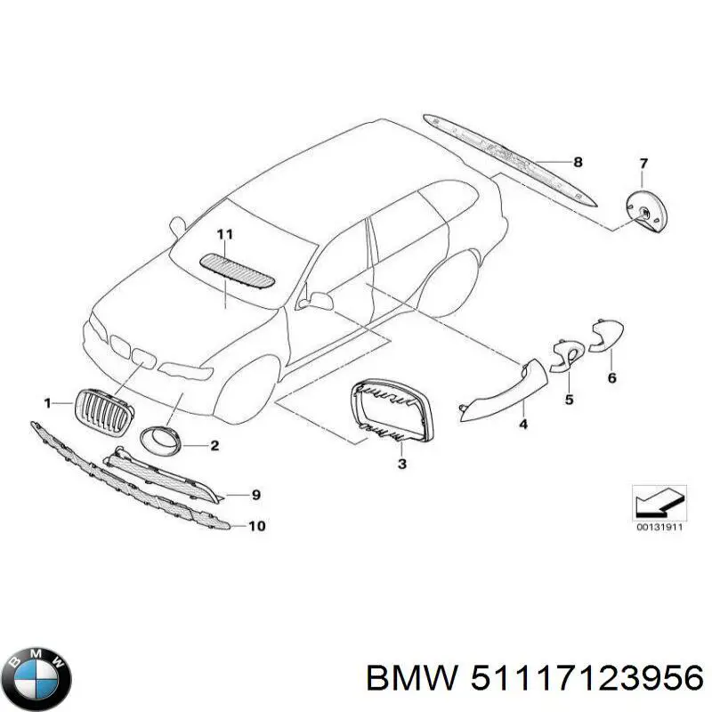 51117123956 BMW kratka zderzaka przedniego dolna