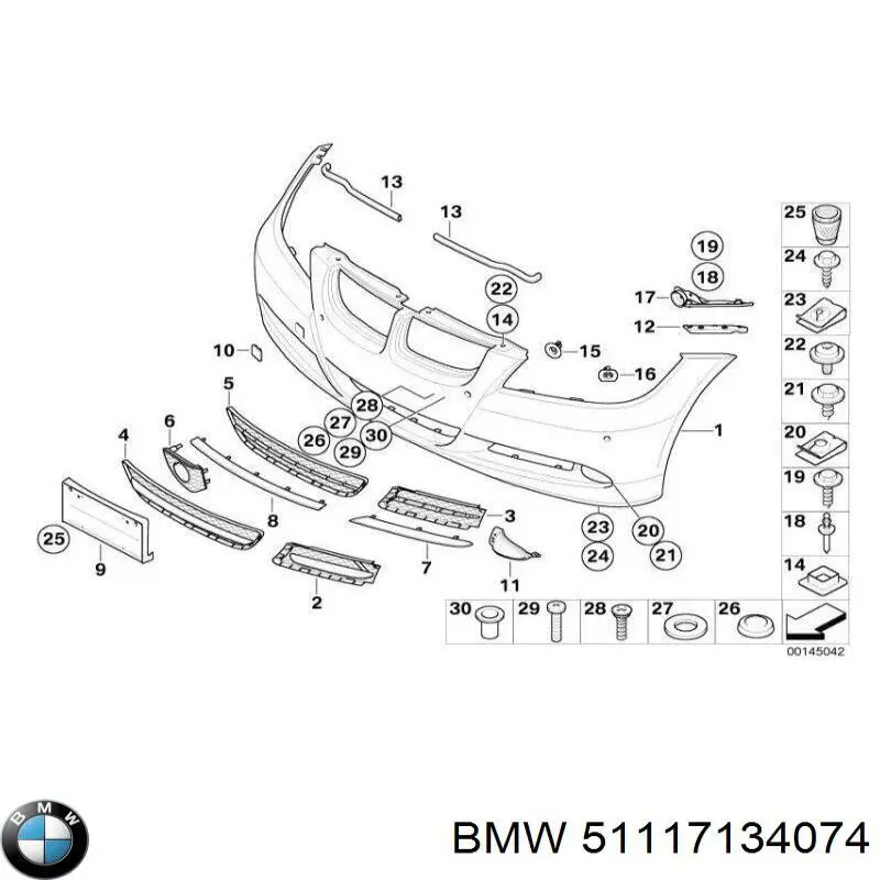 51117134074 BMW kratka zderzaka przedniego środkowa