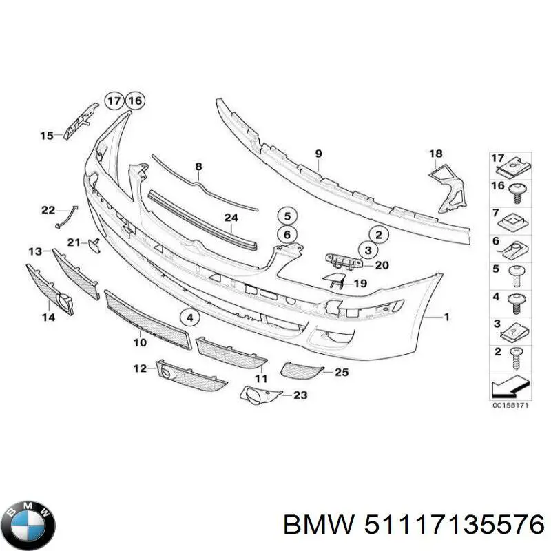 Wspornik zderzaka przedniego prawy do BMW 7 (E65, E66, E67)