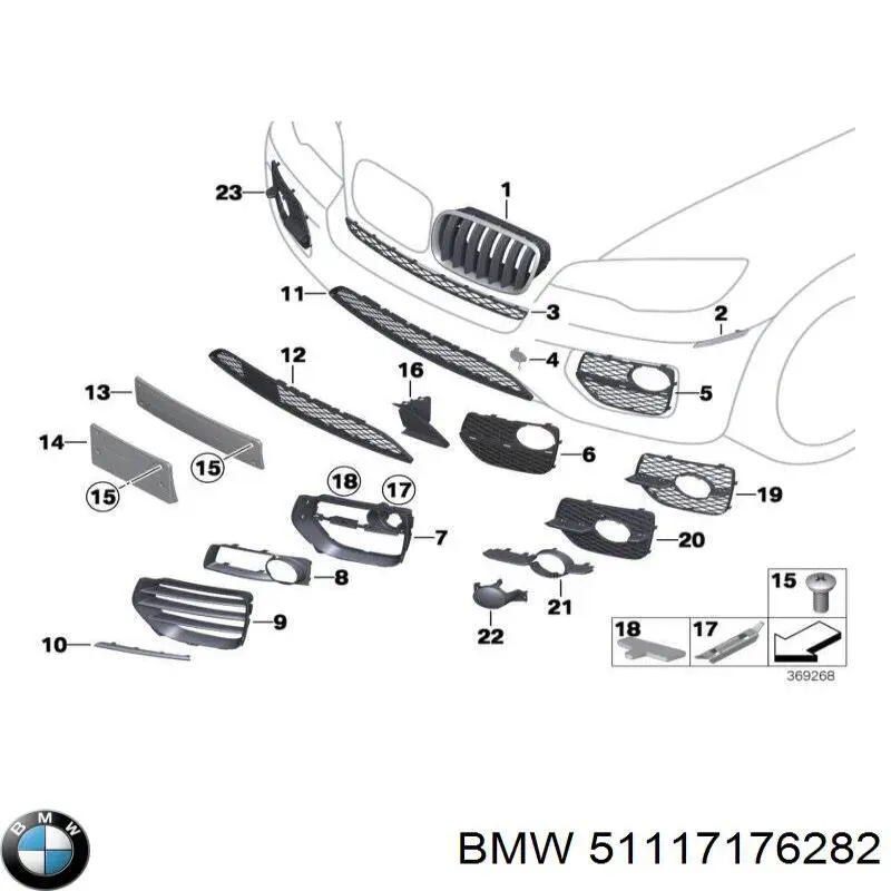 Kratka zderzaka przedniego środkowa do BMW X6 (E72)