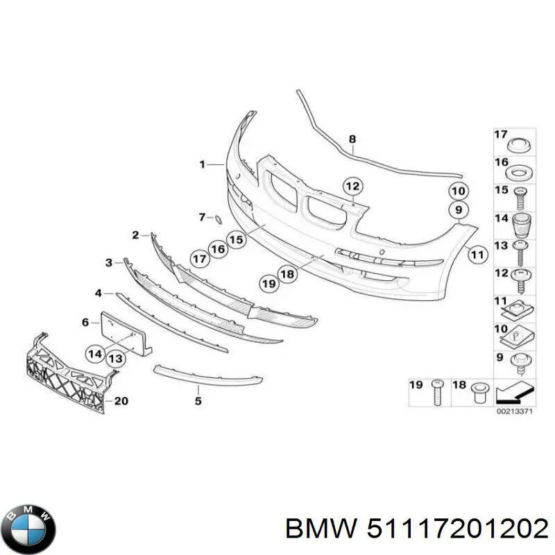 Zaślepka haku holowniczego zderzaka przednia BMW 51117201202 cena, od 7,82 USD