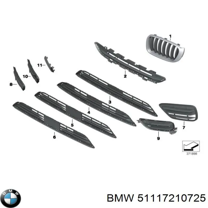 Atrapa chłodnicy lewa BMW 51117210725 cena, od 49,02 USD