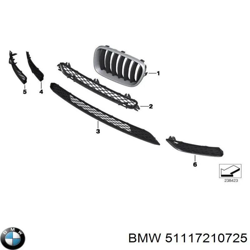 51117210725 BMW Atrapa chłodnicy lewa