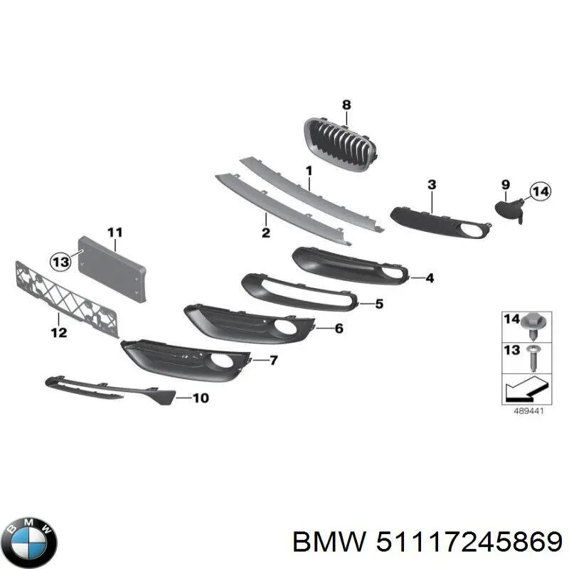 Zaślepka (kratki) lamp przeciwmgielnych zderzaka przedniego lewa do BMW 1 (F21)