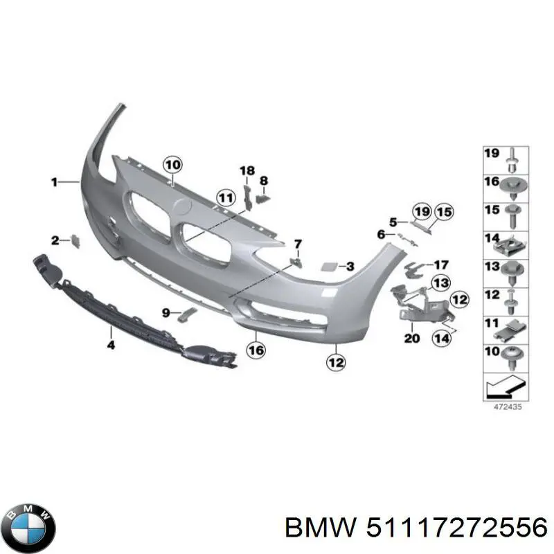 Wspornik zderzaka przedniego prawy zewnętrzny do BMW 1 (F21)