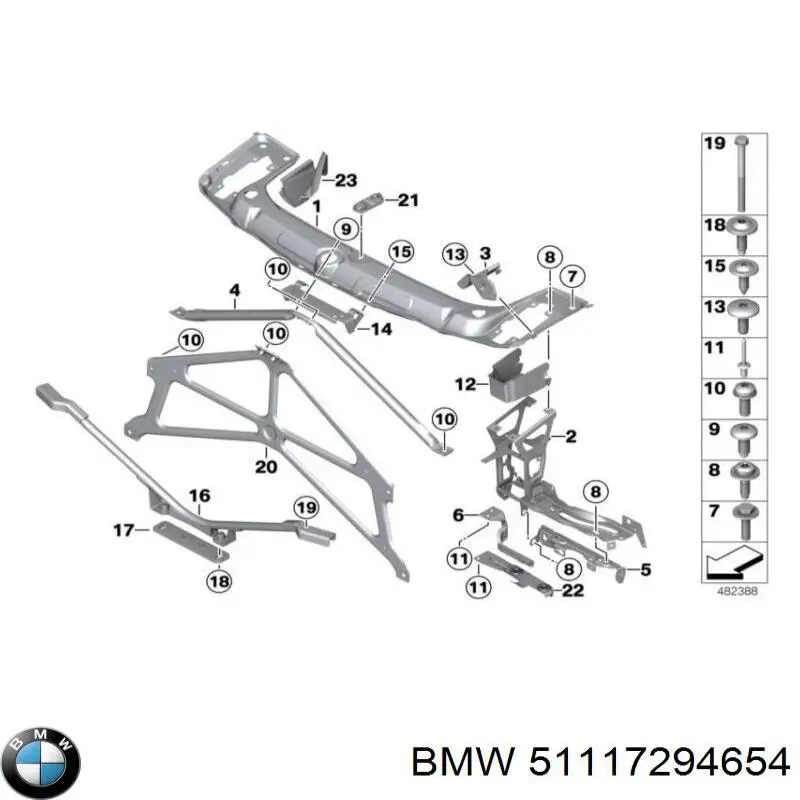 Wspornik do mocowania błotnika przedniego prawy przedni BMW 51117294654 cena, od 34,13 USD