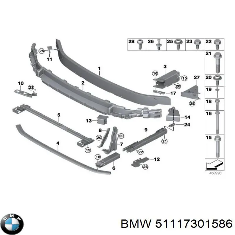 51117301586 BMW Wspornik wzmocnienia zderzaka przedniego