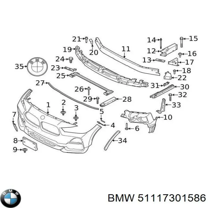 Wspornik wzmocnienia zderzaka przedniego BMW 51117301586 cena, od 41,20 USD