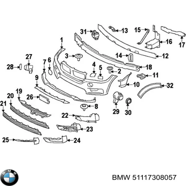 51117308057 BMW Wspornik przedniej osi zawieszenia lewy