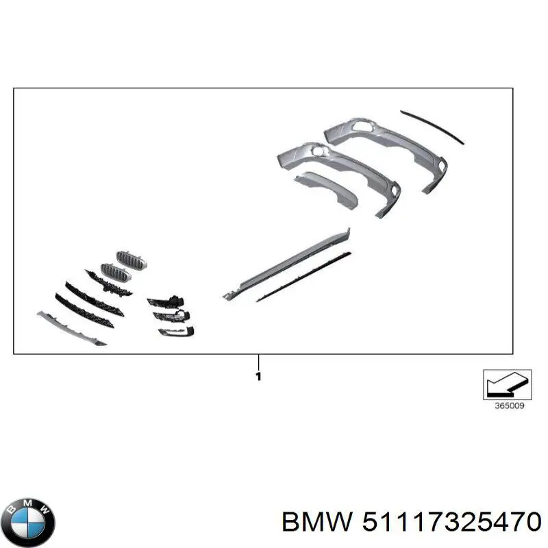 Kratka zderzaka przedniego dolna BMW 51117325470 cena, od 81,00 USD